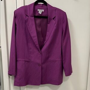 Jessica London Size 14 Magenta Linen Blazer Jacket NWOT